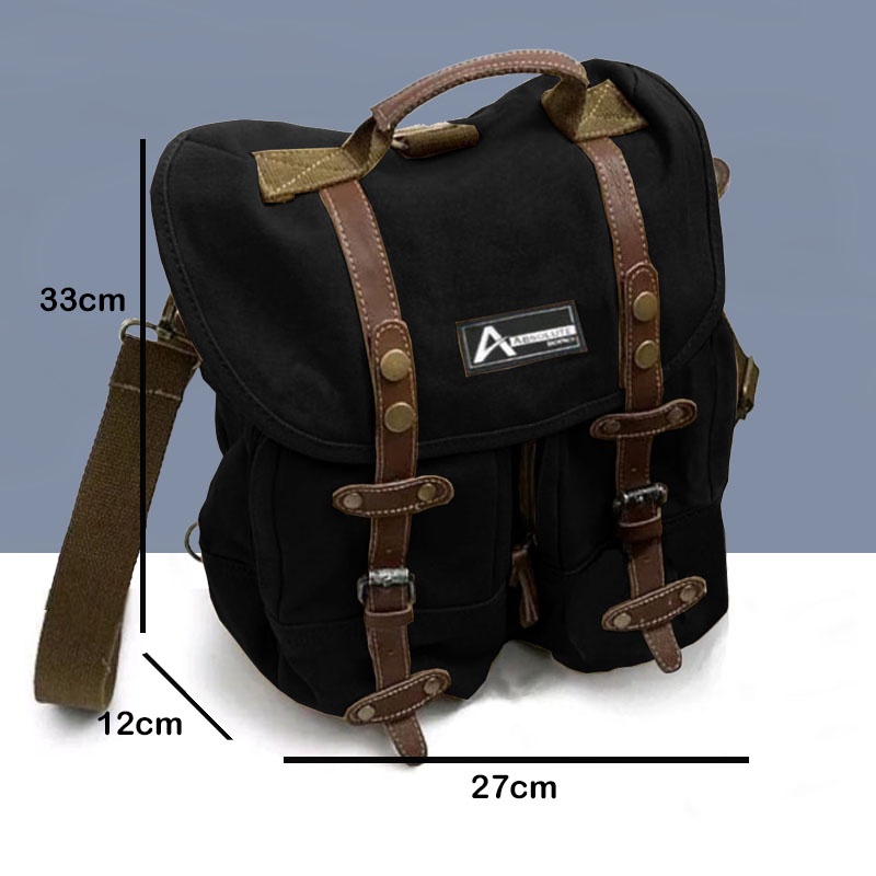 Tas Ransel Canvas IAC Absolute Backpack Up to 13 inch - Tas Pria Tas Wanita Daypack - Sekolah Laptop Punggung