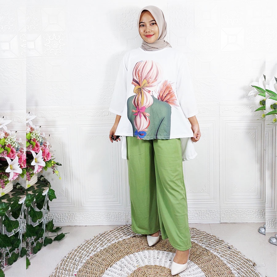 ONE SET PRETTY WOMEN OVERSIZE BAJU DAN CELANA PANJANG WANITA VIRAL CANTIK GL FASHION