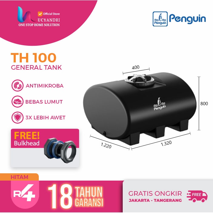 Penguin Tangki Air Horizontal TH 100, Tandon Panjang, Toren Panjang