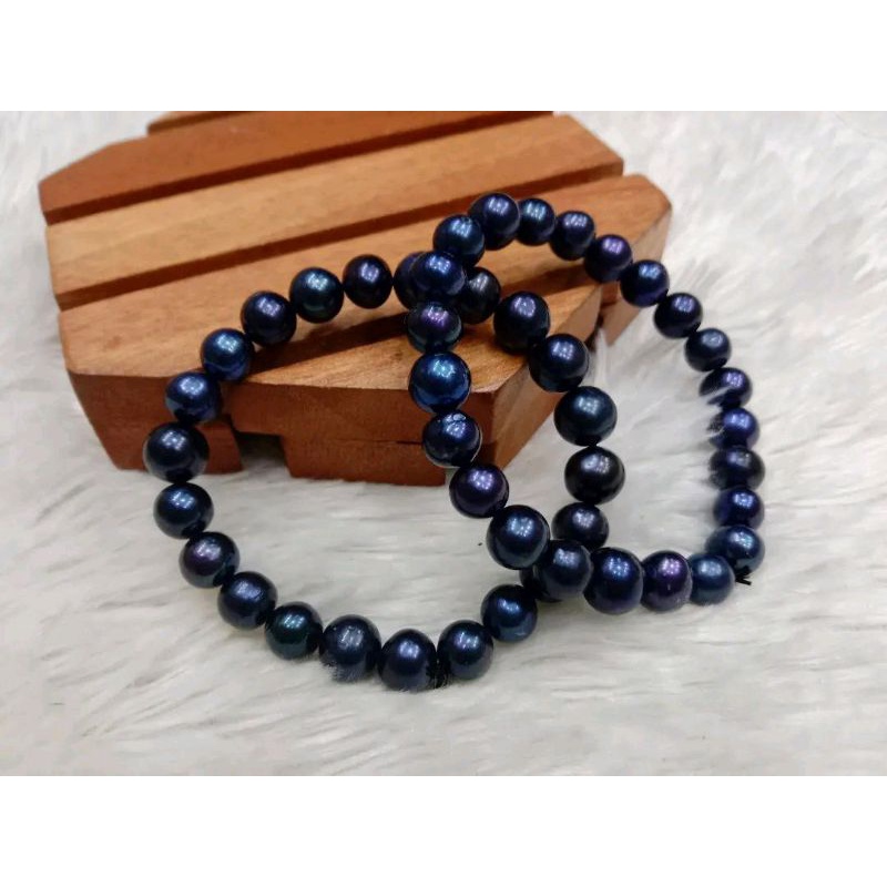 Gelang Mutiara Air Tawar Hitam Super