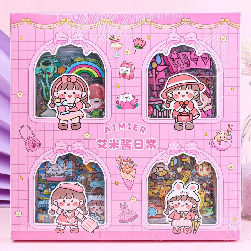 

COD-1 Box isi 100 Lembar Stiker 2D Motif Kartun Korea Lucu Anti Air Dekorasi Handbook Botol