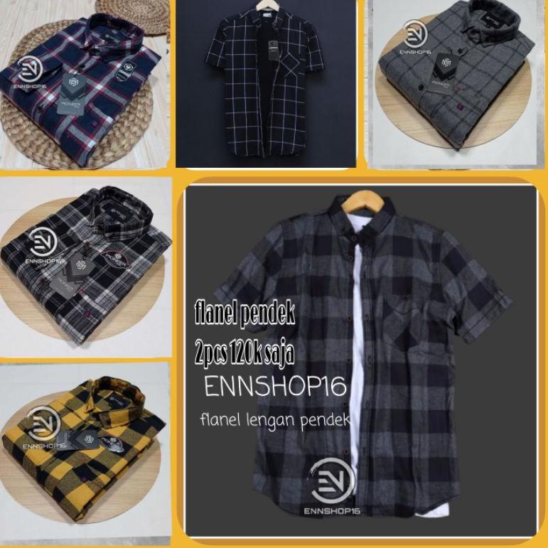 Terbatas✺ KEMEJA FLANEL LENGAN PENDEK PREMIUM | KEMEJA FLANEL PENDEK DEWASA | FLANEL LENGAN PENDEK |