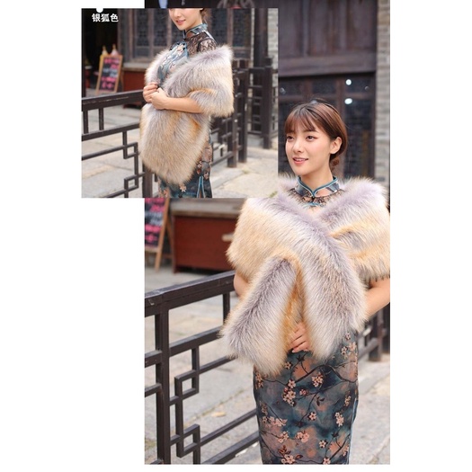 Fur scarf premium import syal bulu faux wanita cewek prawed prawedding hangat winter elegant shawl