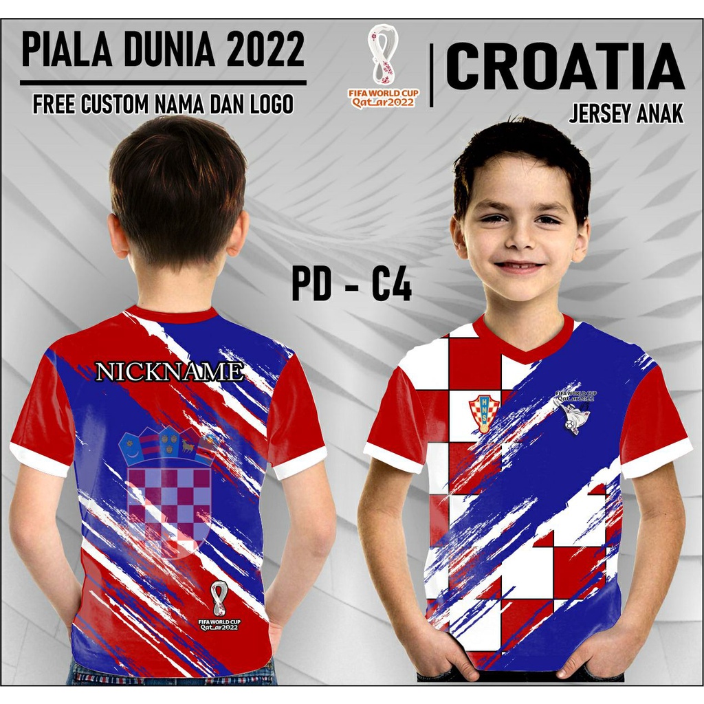 Baju piala dunia qatar 2022 team croatia anak kaos jersey piala dunia tim kroasia anak