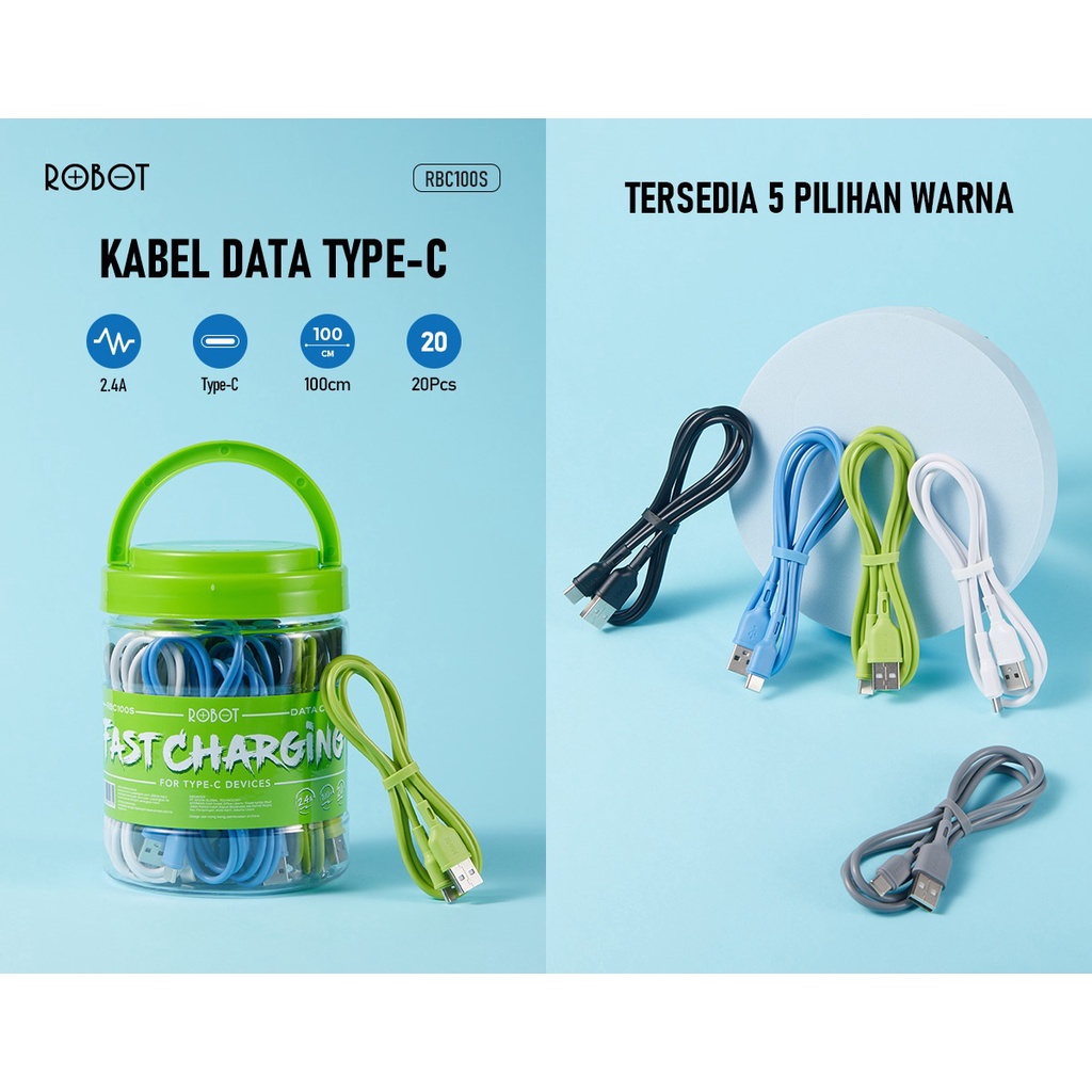 Robot RBC100S dan RBC100 II USB-C Kabel Data Type C Cable Colorful RBC100 20 Pcs/Toples