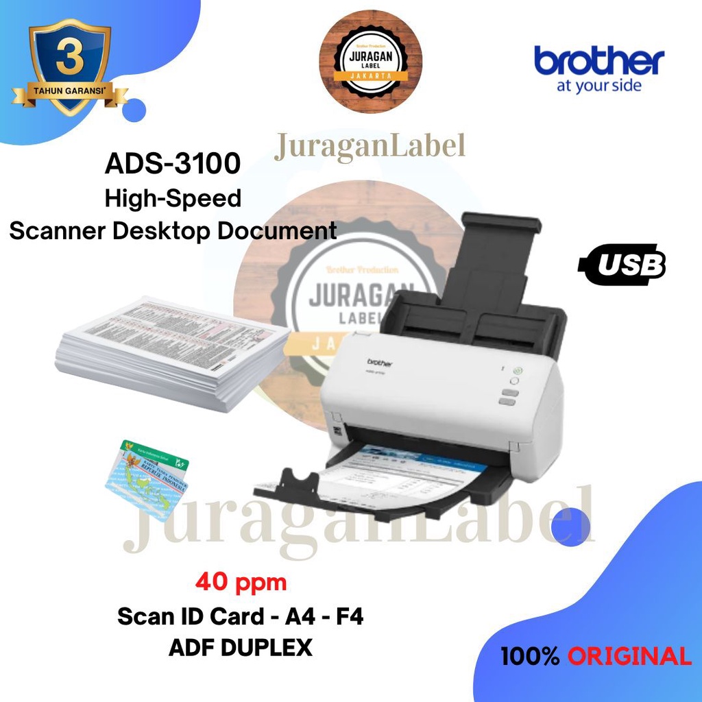 Jual Brother ADS3100 Desktop Document Scanner Garansi Resmi Shopee