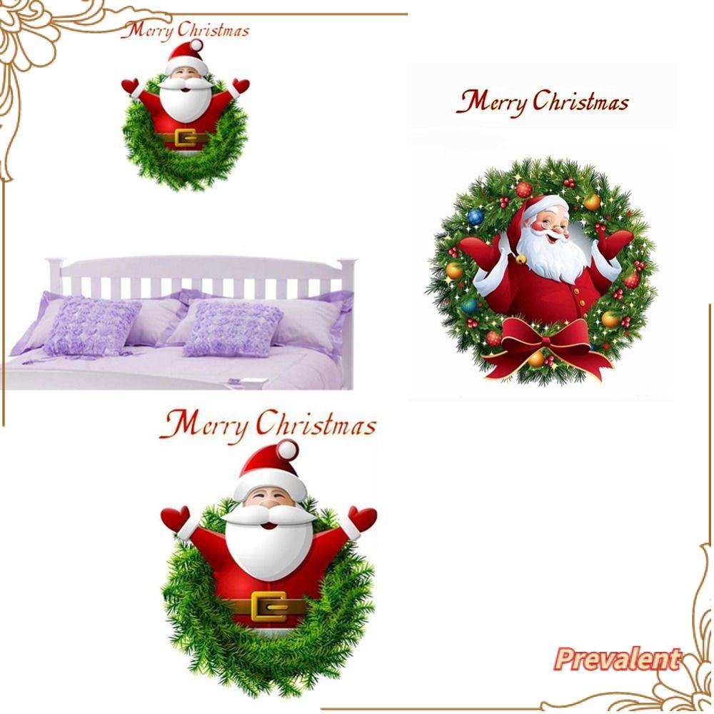 Preva 2pcs/set Stiker Dinding Navidad Kado Natal Decor Merry Christmas