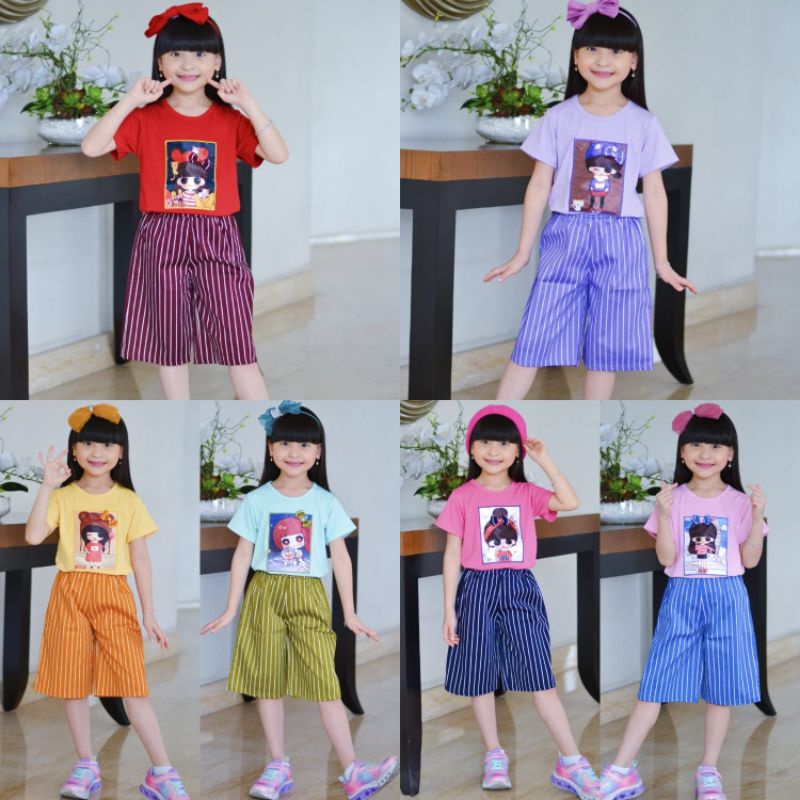 BJ setelan anak-anak perempuan celana kulot untuk umur 4_11 tahun