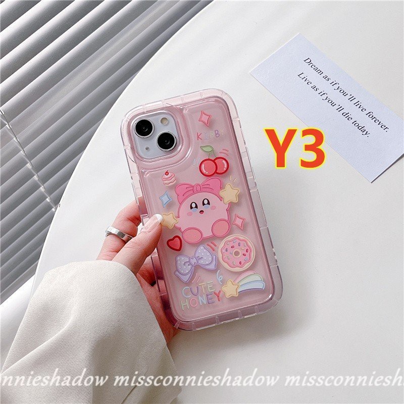 IPHONE Cute Disney Strawberry Bear Losto Case Kompatibel Untuk Iphone11 Pro Max7 8 6 6S Plus XR 13 12 14 Pro MAX X XS MAX Kartun Kirby Cherry Candy Shockproof Airbag Lembut TPU Phone Cover