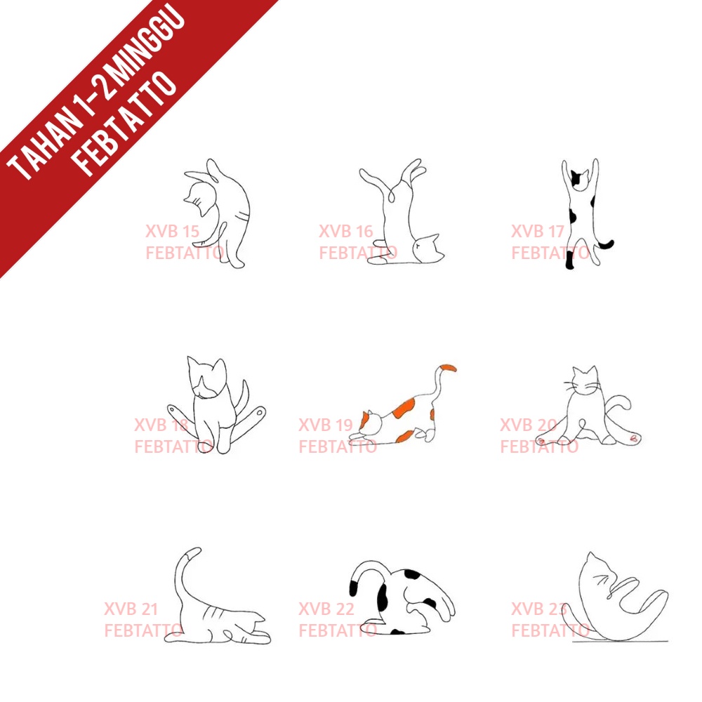 Tato Temporer tato kucing Stiker Tato - XVB 15-23