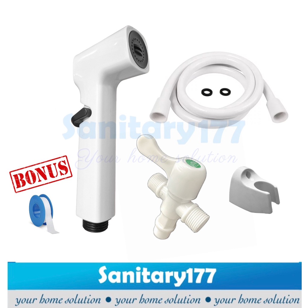Semprotan kloset putih 15P-jet shower bidet toilet wc white segi kotak minimalis shower cebok closet paket bundling