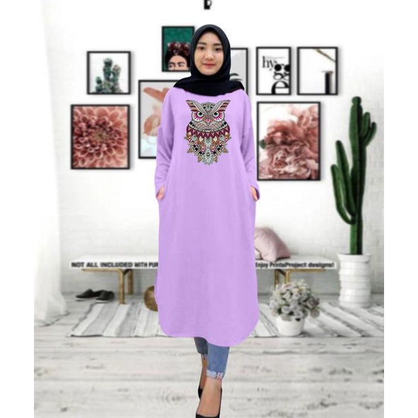 Tunik wanita DTF OWL BATIK/ tunik murah / tunik kekinian / tunik panjang / tunik import / tunik jumbo