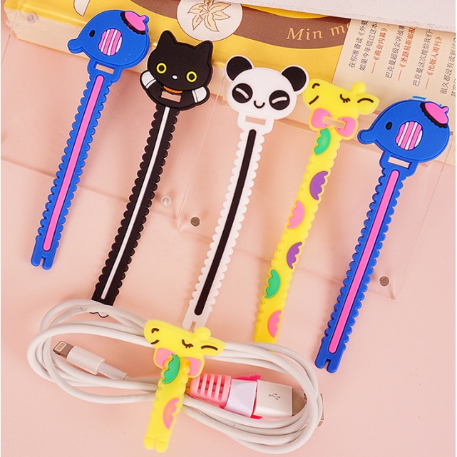 ❤ IJN ❤ CORD HOLDER 3D TEBAL PENJEPIT KLIP PENGIKAT KABEL CHARGER CARTOON KARAKTER