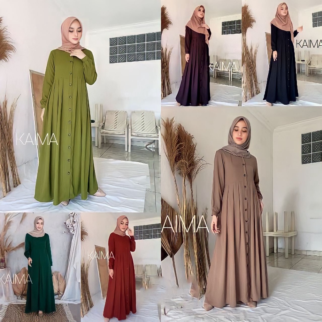 COD Gamis Katun Toyobo Kaima Rinjani Premium Full Kancing Terbaru