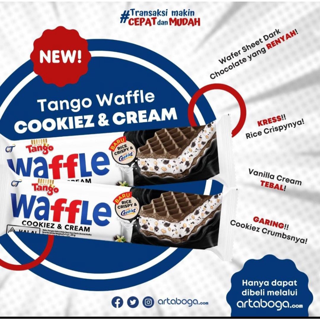 Snack Wafer tango waffle cookies and cream (12pcs ) cemilan enak dan murah wafle