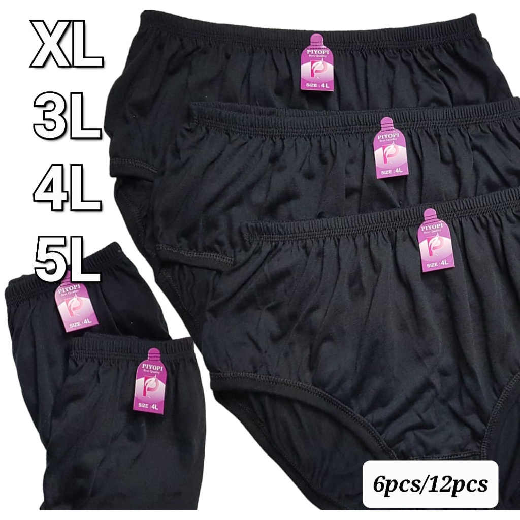 Celana Dalam Hitam Jumbo 6pcs/12pcs CD Wanita Hitam JUMBO Lusinan  Big Size
