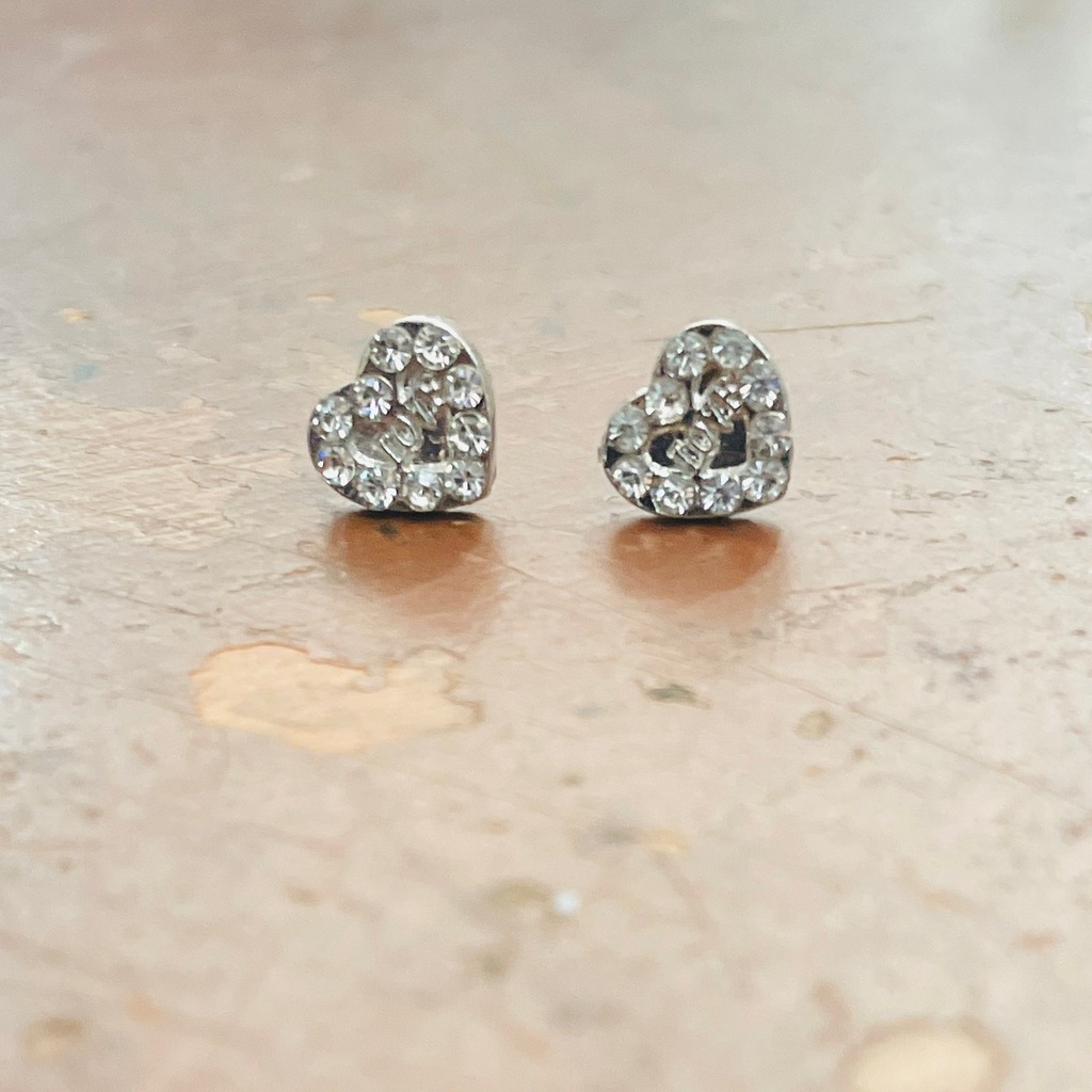 anting tusuk love kecil silver permata anting tusuk stainless steel loci