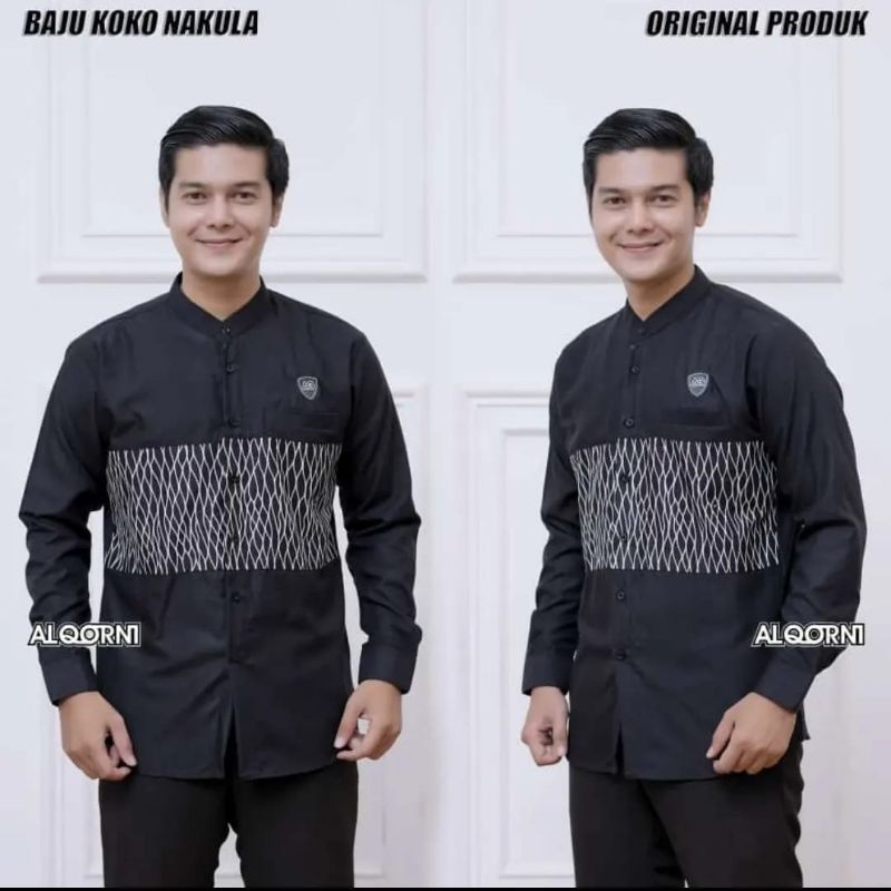 Baju koko lengan panjang AL QORNI Motif batik NAKULA