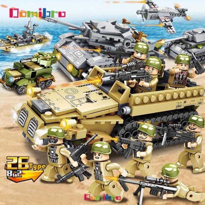 Lego Ww2 Tank Tangki 1061Pcs 8 Minifigure Mainan Lego Anak Laki Laki