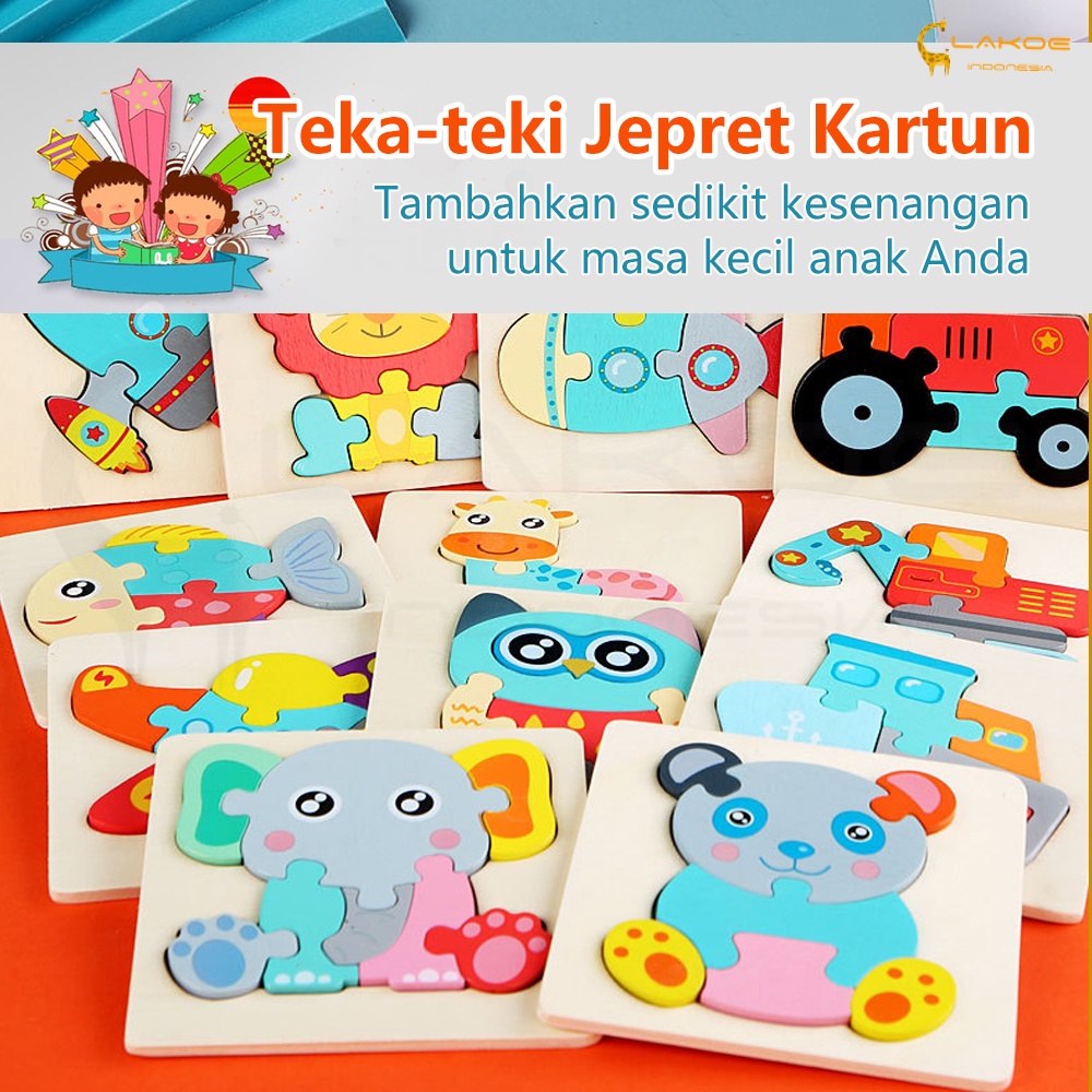 Mainan edukasi puzzle kayu anak 3D wooden toys puzle kayu