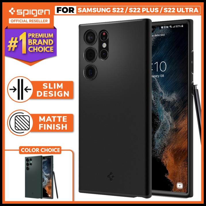 Case Samsung Galaxy S22 Ultra Plus Spigen Thin Fit Hybrid Slim Casing - S22 Ultra, Black