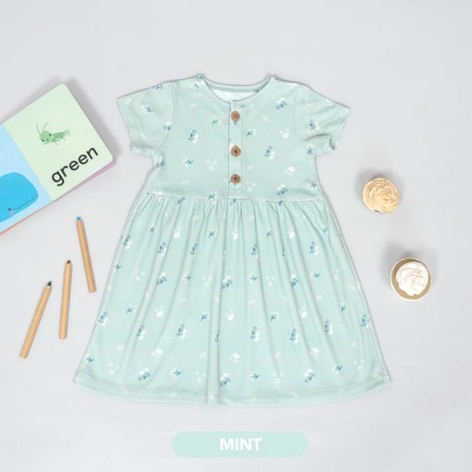 Mooi Dress Anak Perempuan Printed Button Dress