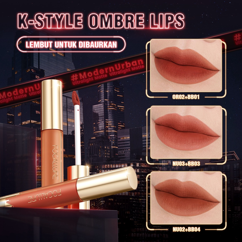 ★ BB ★ FOCALLURE Creamy Matte Liquid Lip Stain - Matte Liquid Lipstik Tahan Lama Pigmentasi Tinggi #ModernUrban | FA 425
