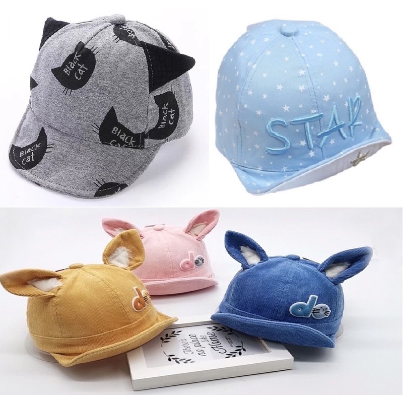 Topi Baseball Anak Laki Laki Perempuan Model Star, black cat, do/ Baby Toddler Baseball Hat Cap