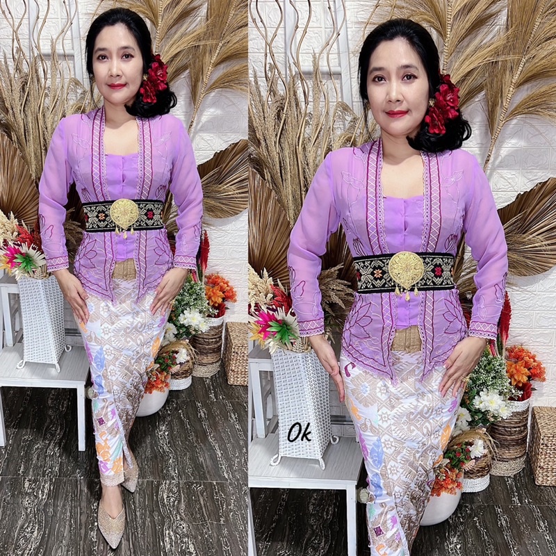 kebaya jadi bordir motif lotus