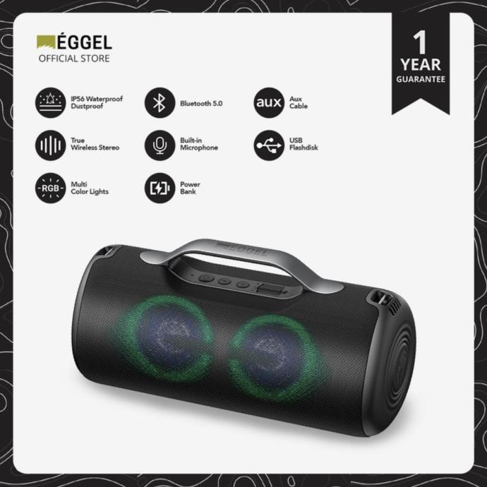 Eggel Elite XL 2 Waterproof Portable Bluetooth Speaker with RGB Light