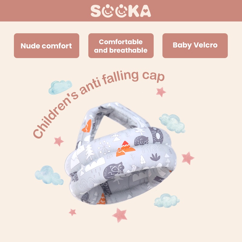 SOOKA Bantal pelindung kepala bayi Topi pelindung kepala bayi Helm Anti Jatuh Bantal Helm Belajar Jalan | Baby Head Safety Helmet Bahan Tebal 3 Cm Adjustable Untuk Bayi 5-24 Bulan SK-EBA1103