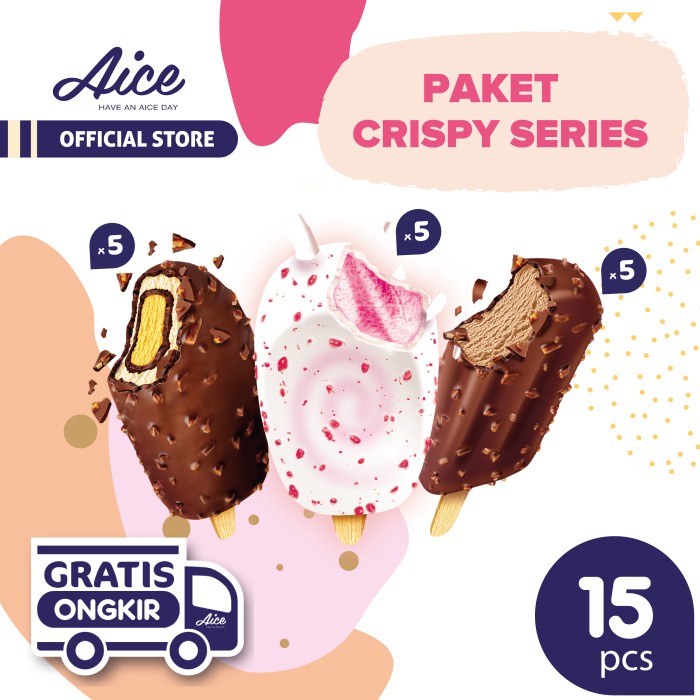 

Paket Aice Ice Cream Crispy series Es Krim (isi 15 pcs) Eskrim