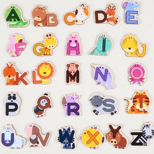 Alphabet Puzzle Animal Kids Learning 331-2 Puzzle Alfabet Puzzle Huruf Puzzle Kayu Wooden Puzzle Mainan Puzzle Kayu