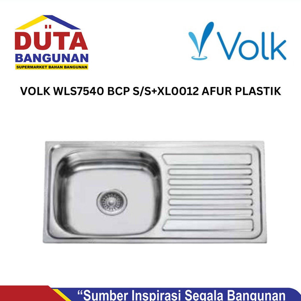 VOLK WLS7540 BCP S/S Afur Plastik Kitchen Sink bak cuci piring