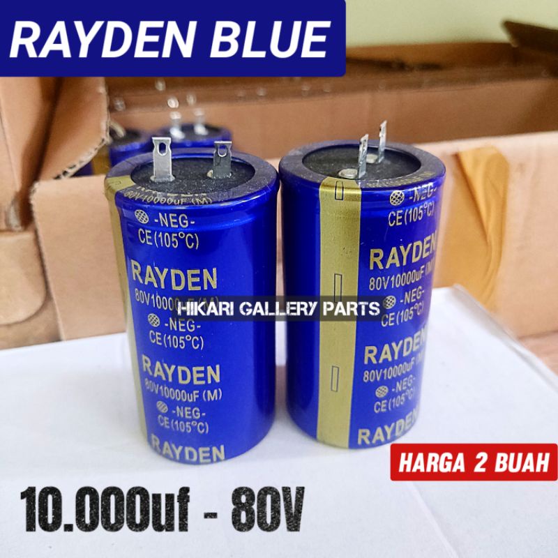 (2 PCS) ELCO 80v 10000uf RAYDEN kapasitor Elko 10000uf 80volt 2 buah Elco Capacitor 80v 10000uf