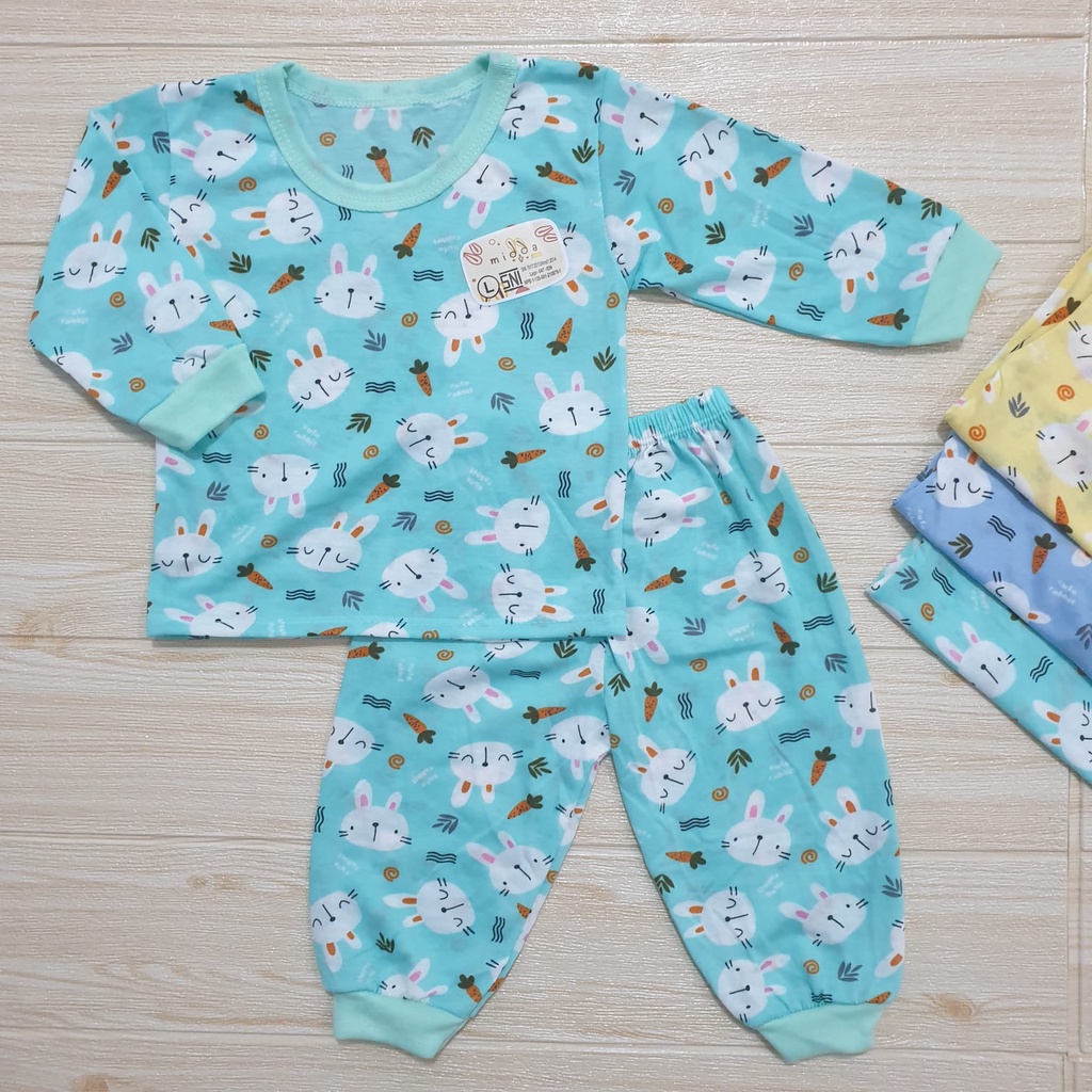 Piyama Anak Celana Panjang Motif Fullprint Usia 0-12 Bulan Baby Alicia