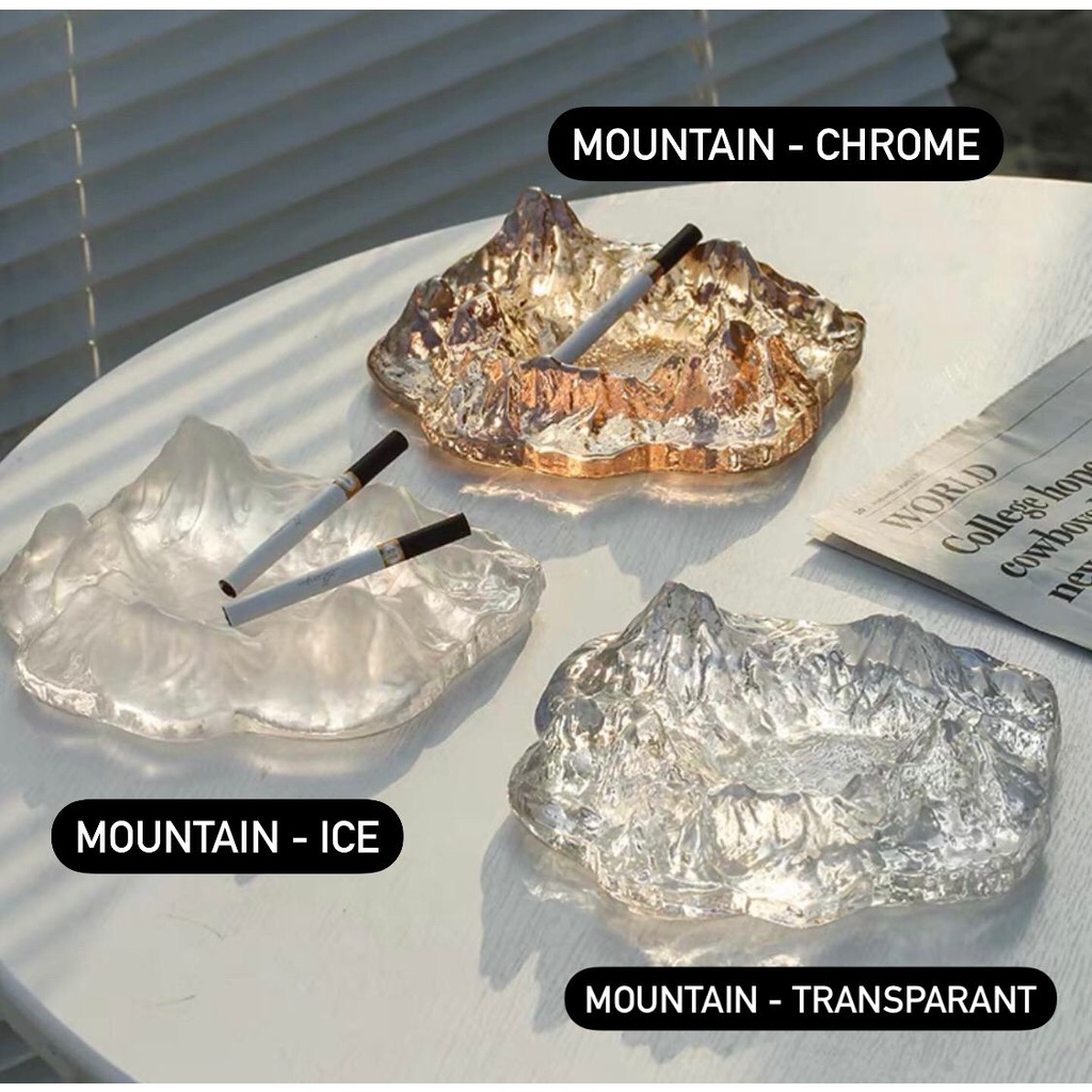 Asbak Beling Bentuk Gunung - Asbak Unik Nordic - Glass Ashtray