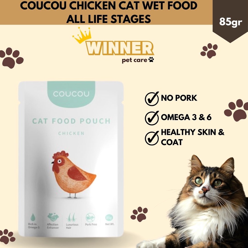 COUCOU Chicken Cat Wet Food Pouch All Life Stages 85gr