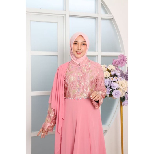 BUNDA CORLA DRESS | Gamis tille mix ceruty baby doll | Gamis brukat jumbo | Gamis | Gamis wisuda lamaran pernikahan //  KEBAYA ORIGINAL // KEBAYA MODERN // By Pelaminan Biru