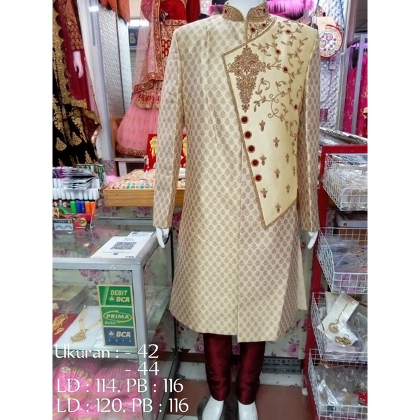 Baju Pengantin India Cowok Pria Jas Sherwani Kurta Mewah Lengkap