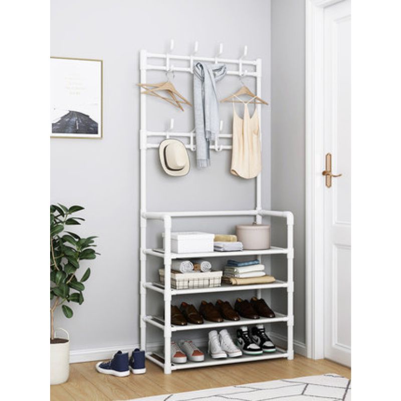 Rak Sepatu 2in1 Minimalis Portable Rak Sepatu Gantung Stand Hanger Baju Tas Topi Rak Sepatu 4 Susun Rak Sepatu Besi Rak Sepatu Portable Rak Gantungan Stand Hanger Tas Topi Baju Serbaguna