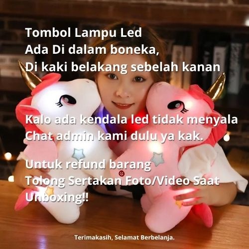 Boneka Kuda Poni Unicorn Rainbow Led Bisa Nyala/Boneka Unicron Bertanduk Pelangi Lucu Imut Murah