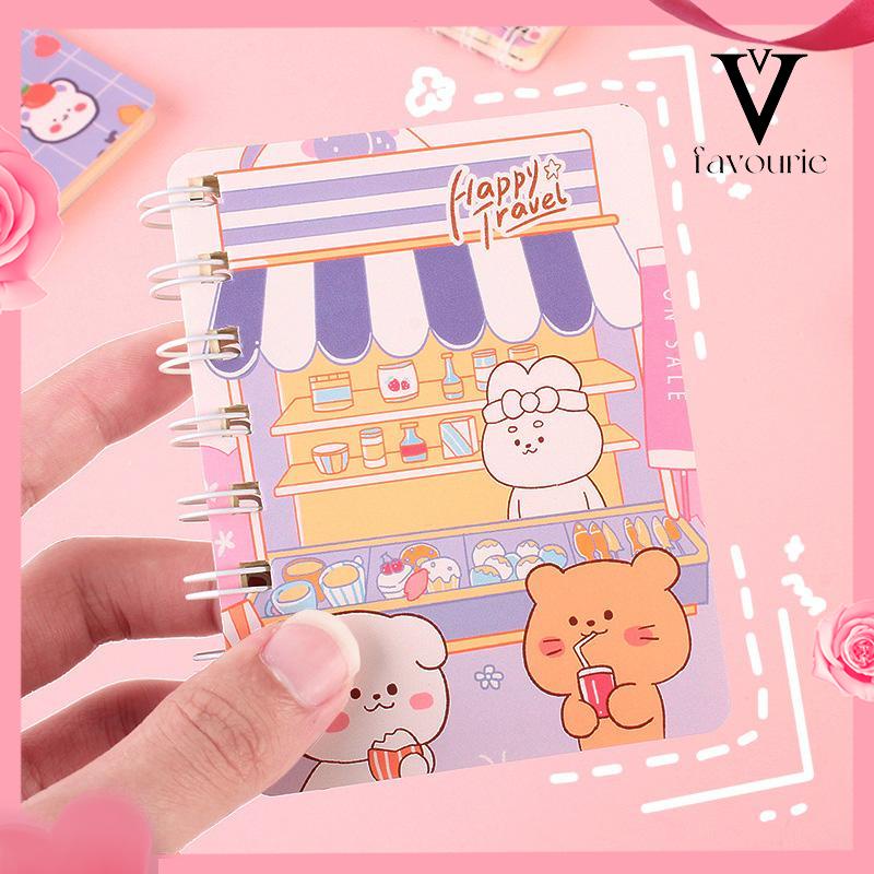 CODA7 Buku kecil Kartun mini notebook ring motif buku tullis kecil lucu notebook ring motif Perlengkapan sekolah-FA