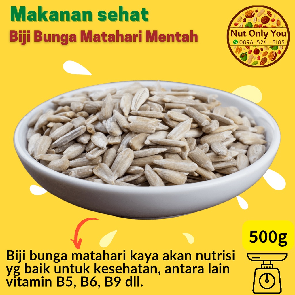 

Biji Bunga Matahari Mentah Raw Sunflower Seed kupas tanpa kulit 500 gram