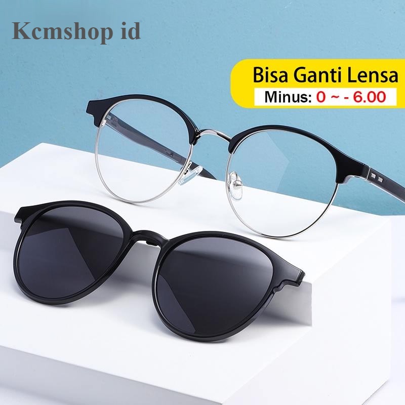 Kcmshop.id-Kacamata Optik  Frame Kacamata Clip On bingkai kacamata  Anti Radiasi Blueray Photocromic