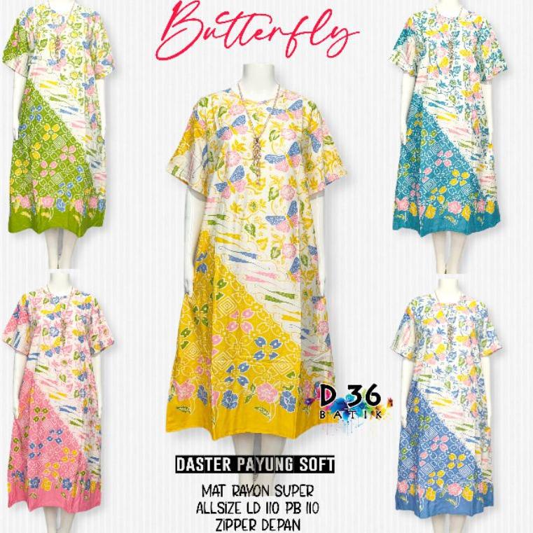 CBN.22De22ᶻ– (Semerbak) Baju Daster payung Butterfly rayon adem Murah Batik baju tidur remaja wanita