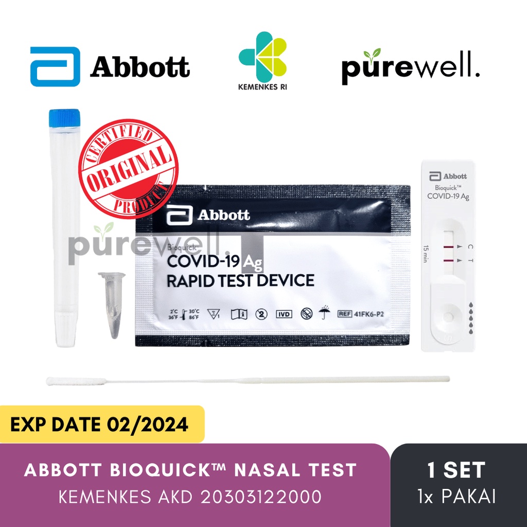 Abbott Bioquick Nasal Alat Antigen Swab Rapid Test Mandiri Hidung Satuan Original