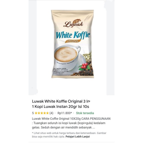 

LUWAK WHITE KOFFIE 20 g isi 10s