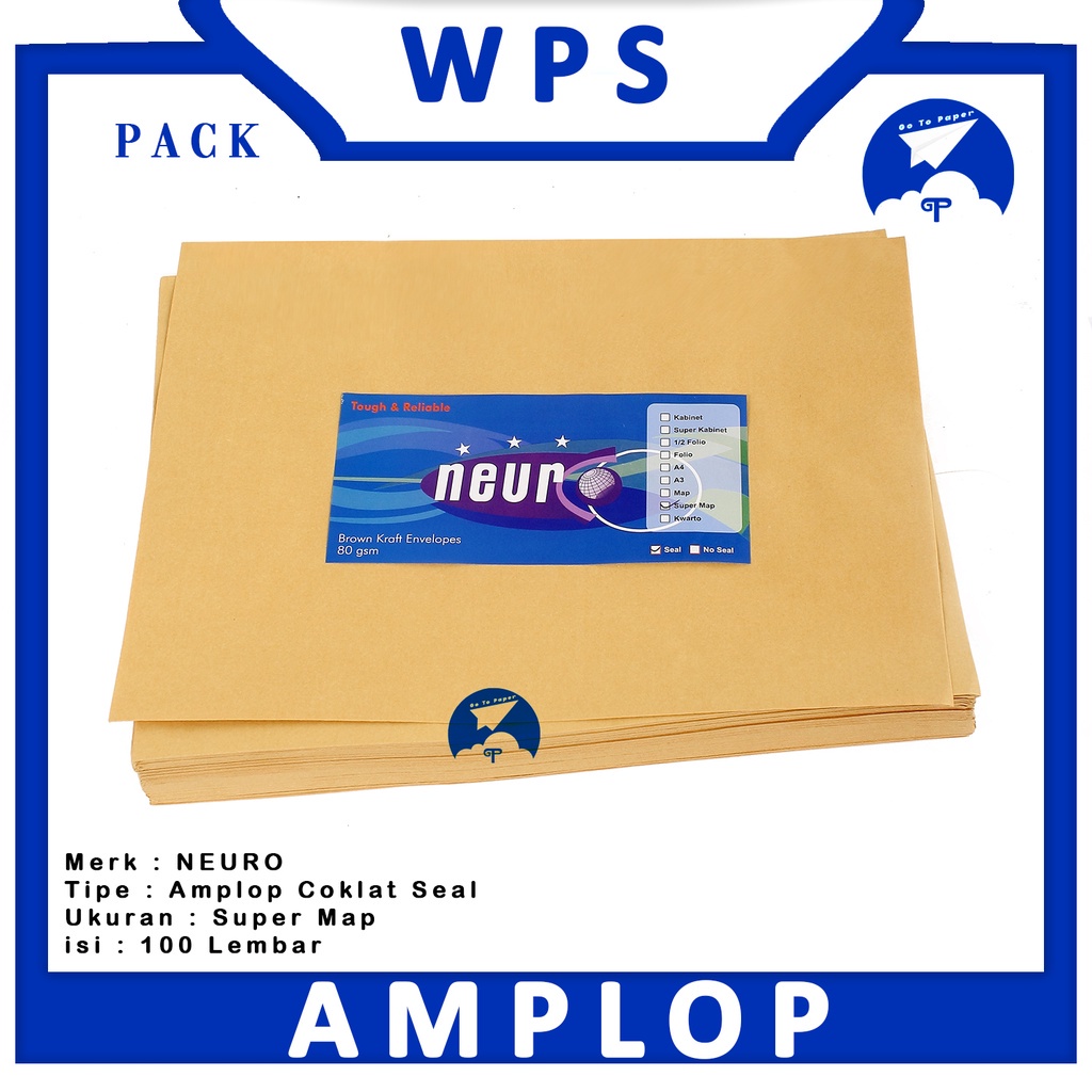 

NEURO - Amplop Cokelat Polos Ukuran Super Map 80gsm Seal - Pack
