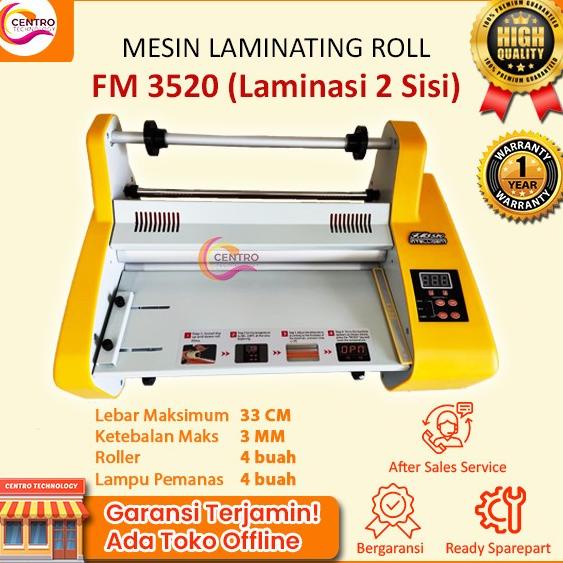 

Mesin Laminating / Laminator Roll 2 Sisi Fm 3520 Uk A3 4 Lampu Pemanas